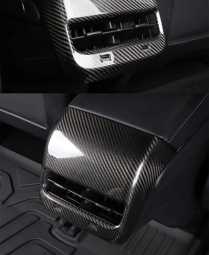 

For tesl-a Model 3 Y Car Accessories Carbon Fiber USB Hole Cover Rear Air Vent Outlet Cover Trim