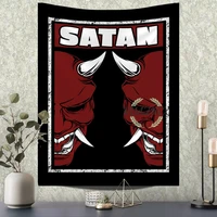 tarot card tapestry wall hanging satan loves you witchcraft bohemian style decoration hippie room decor aesthetic tapiz pared