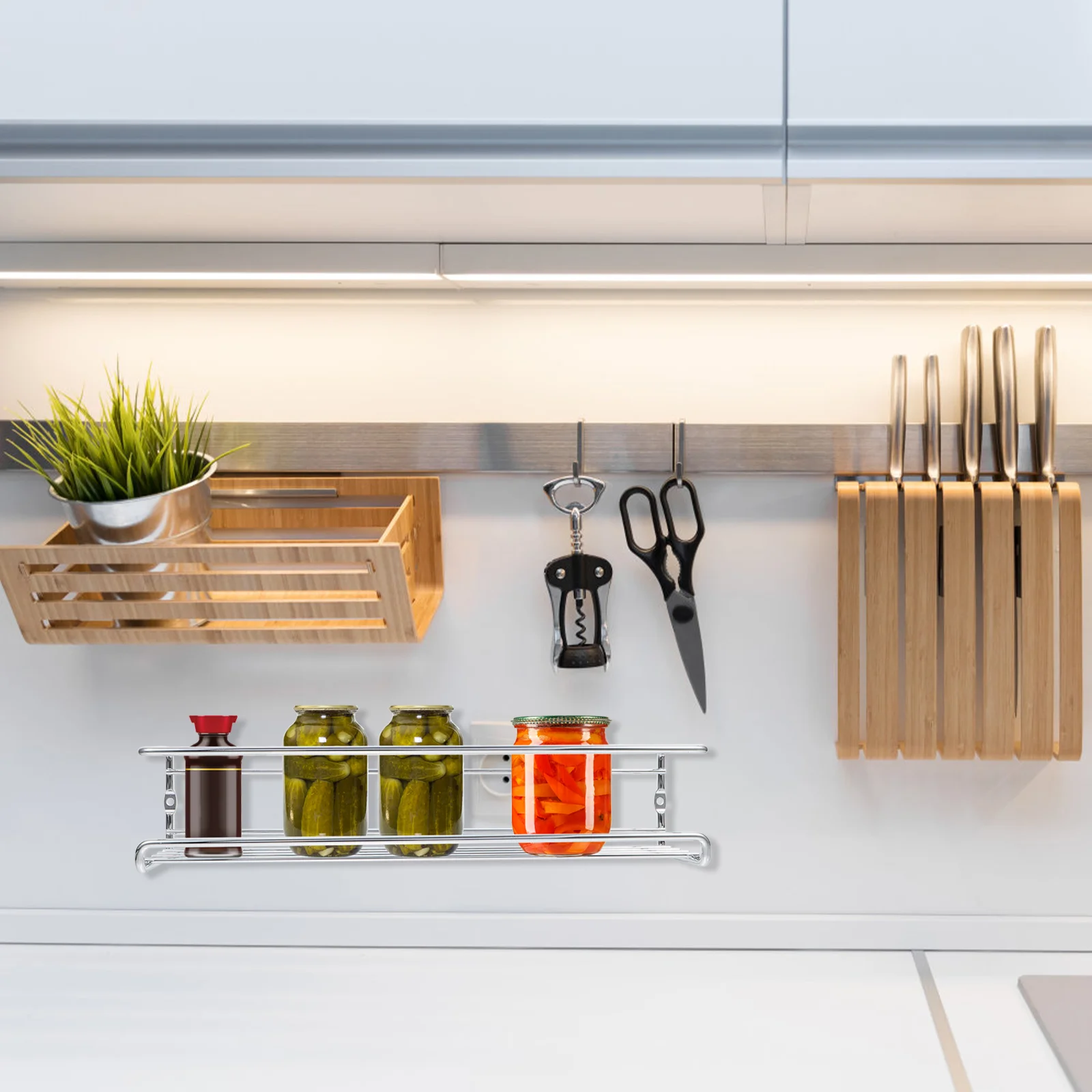 2 комплекта полка для кухонного шкафа бутылок с приправами бытовой держатель
