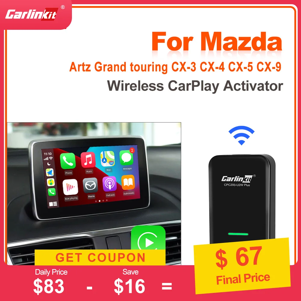 

Carlinkit 3 Wireless CarPlay Adapter for Mazda CX-3 CX-5 CX-8 CX-9 CX30 MX-5 Mazda2 Mazda3 Mazda6 Plug and Play Auto connection