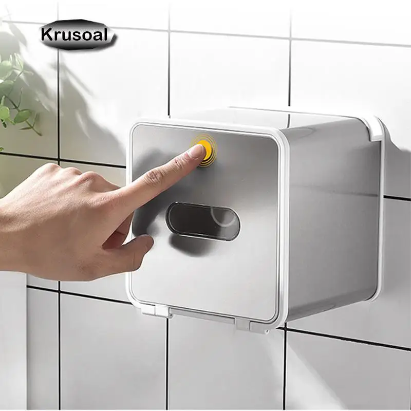 

Wall-Mounted Toilet Paper Holder Tissue Box Waterproof Mobile Phone Storage Toilet Paper Storage Rack Tissue Bathroom Supplies