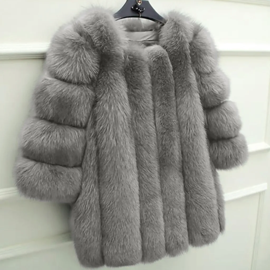 New Faux-fur Women's Coat Faux-fox Fur Medium Length with Faux-fur Faux-fur Coat Real Fur Coat  Winter Jacket Women