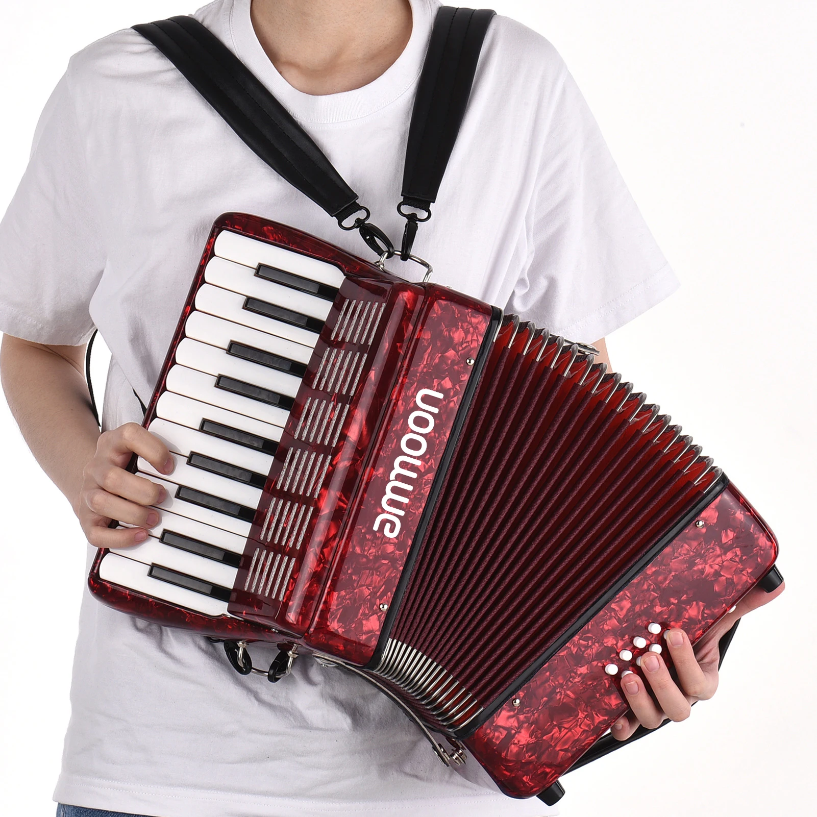 

ammoon 22 Keys 8 Bass Piano Accordion with Adjustable Straps & Gig Bag Musical Instrument for Kids Beginners