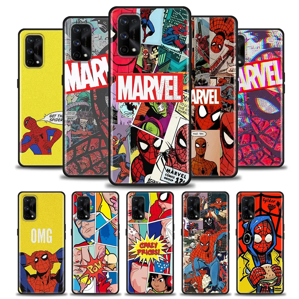 

Silicone Case For Realme GT 5G Master Neo2 GT2 7i 8i 9i 5 6 7 8 9 Pro Shell Fundas Cover Spider-Man Art Marvel Comics