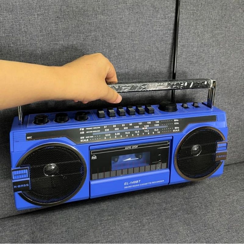 Portable Retro Recording Tape Player Multifunctional FM/AM/SW Radio and Wireles Bluetooth Speaker Dual Horn Stereo Outdoor Sound
