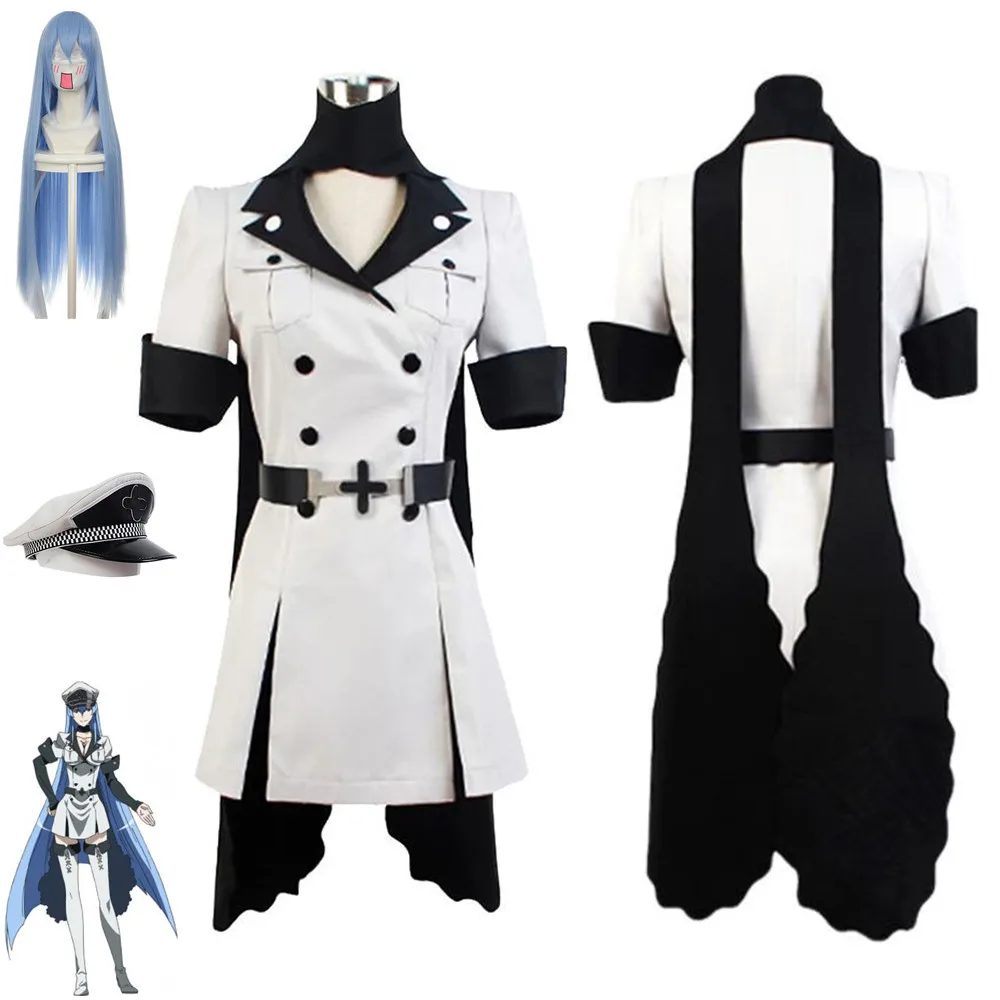 Anime Akame Ga KILL! Esdeath Esdese Queen Cosplay Costume Jaegers Leader Wig JK Uniform Combats Aldult Woman Sexy Halloween Suit