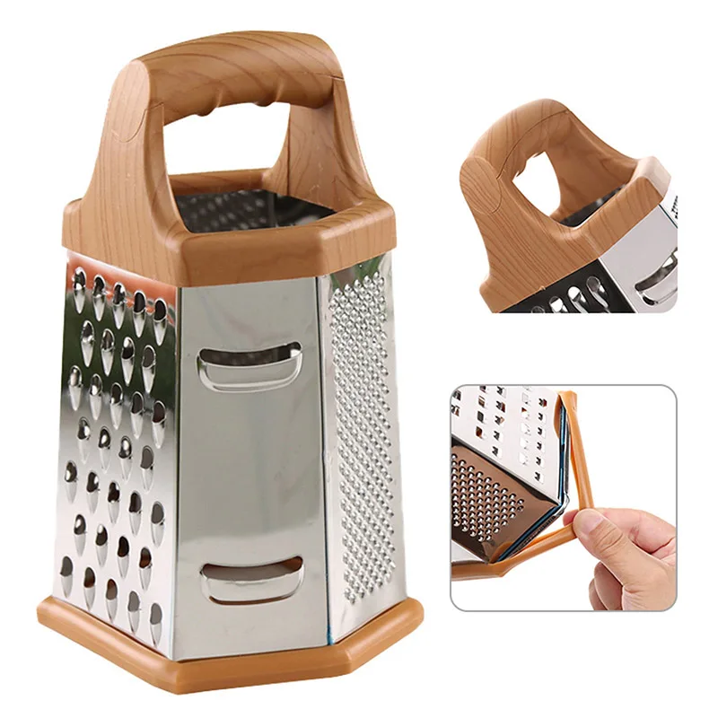 

1 шт., шестисторонняя терка из нержавеющей стали для сыра, слайсер для овощей и фруктов, слайсер для картофеля, огурца, сыра, масла, резак, кухо...