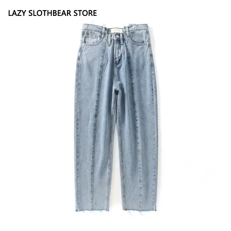 

Женские прямые свободные брюки с высокой талией, джинсы для мамы, ковбойские джинсовые брюки, женские джинсы с широкими штанинами, винтажные потертые джинсы