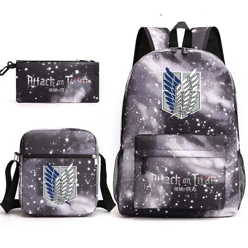 

Anime Attack on Titan EREN MIKASA Backpack Schoolbag Shoulder Bag Pencil Case Gift for Kids Students