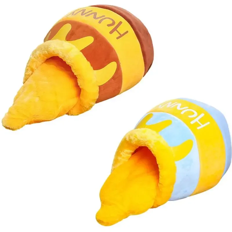 

Согревающее гнездо для кошек, медовая банка, нескользящая Лежанка для кошек, спальная пещера для домашних кошек и детской палатки, мягкая кр...