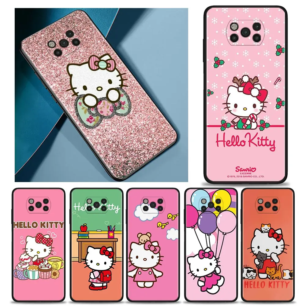 

Phone Case For Xiaomi POCO X3 X4 NFC M3 M4 Pro F3 Hello Kitty Beautiful Bow Cover for mi 12 10T Pro 11T 9T Note 10 Lite Funda