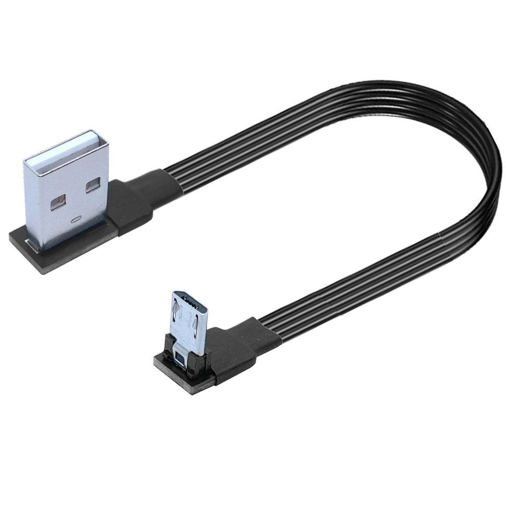Плоский локоть Micro USB для зарядки данных прямой UP Down левый и правый USB-кабель