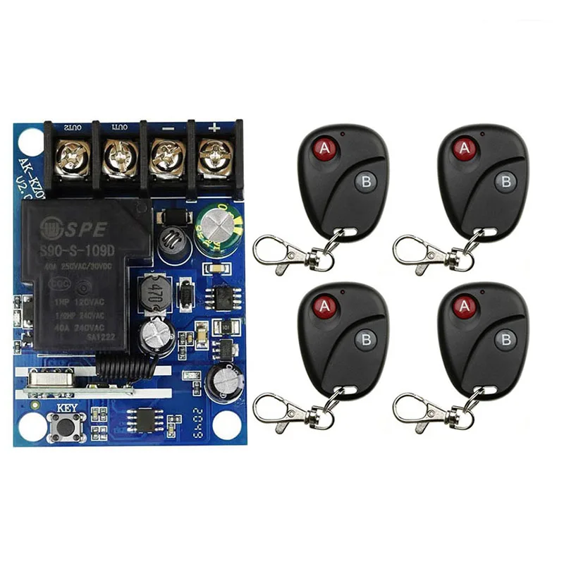 Беспроводной 433 МГц Универсальный пульт дистанционного управления DC 12 В 24 48 30 А