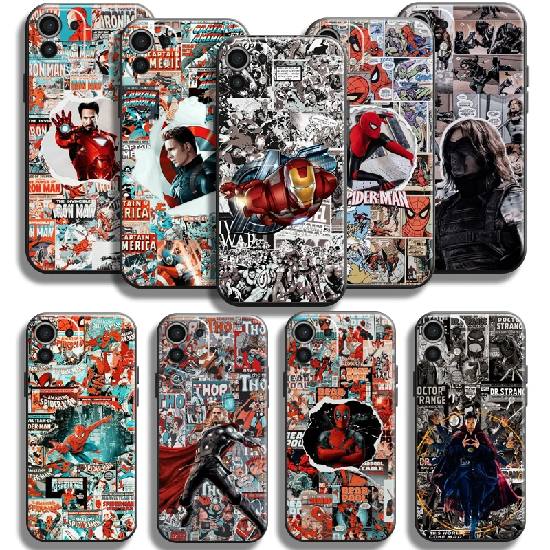 

Avengers Captain America Iron Man Phone Case For Xiaomi Mi 11 11 Lite 5G Black Carcasa Silicone Cover Back Funda Liquid Silicon