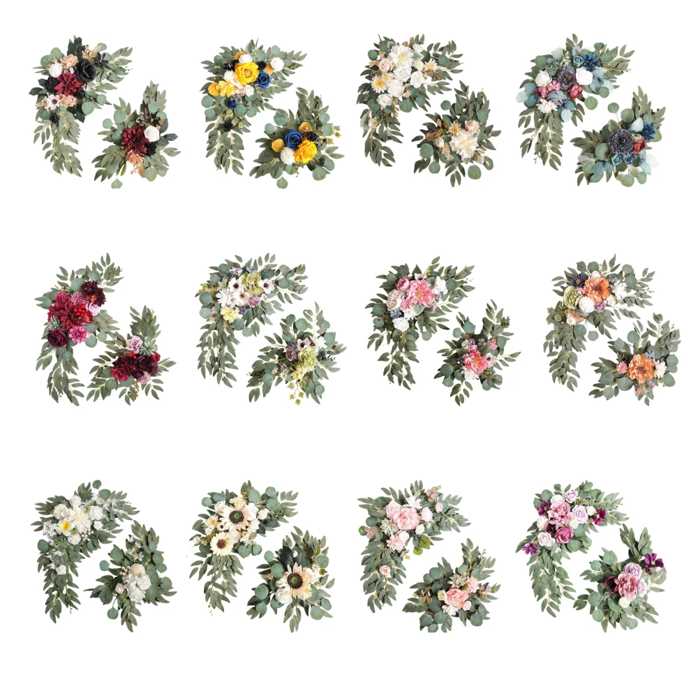 

2pcs Realistic Artificial Wedding Arch Flowers Set Arrangement Wedding Welcome Board Corner Flower Wedding Backdrop Garden Decor
