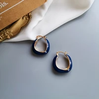 vintage blue oil drop metal earrings for women trend beautiful circle small ring earrings korean fashion fine jewelry for woman
