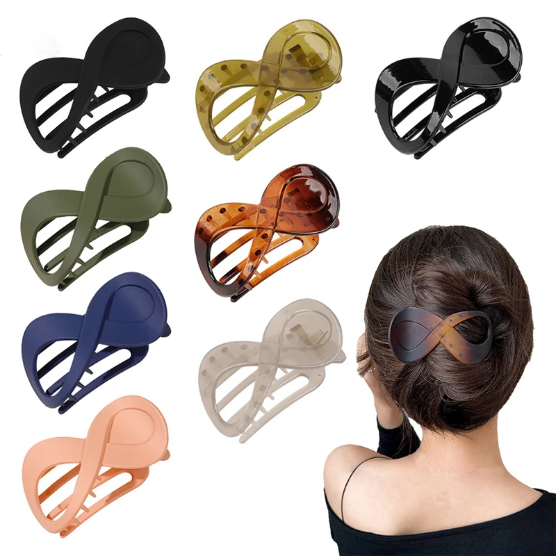 

Fashion PC Hair Clip for Women Simple 8-shaped Infinity Styling Holder Shark Hair Claw Clip Hair Accessories Hairpins Wholesale