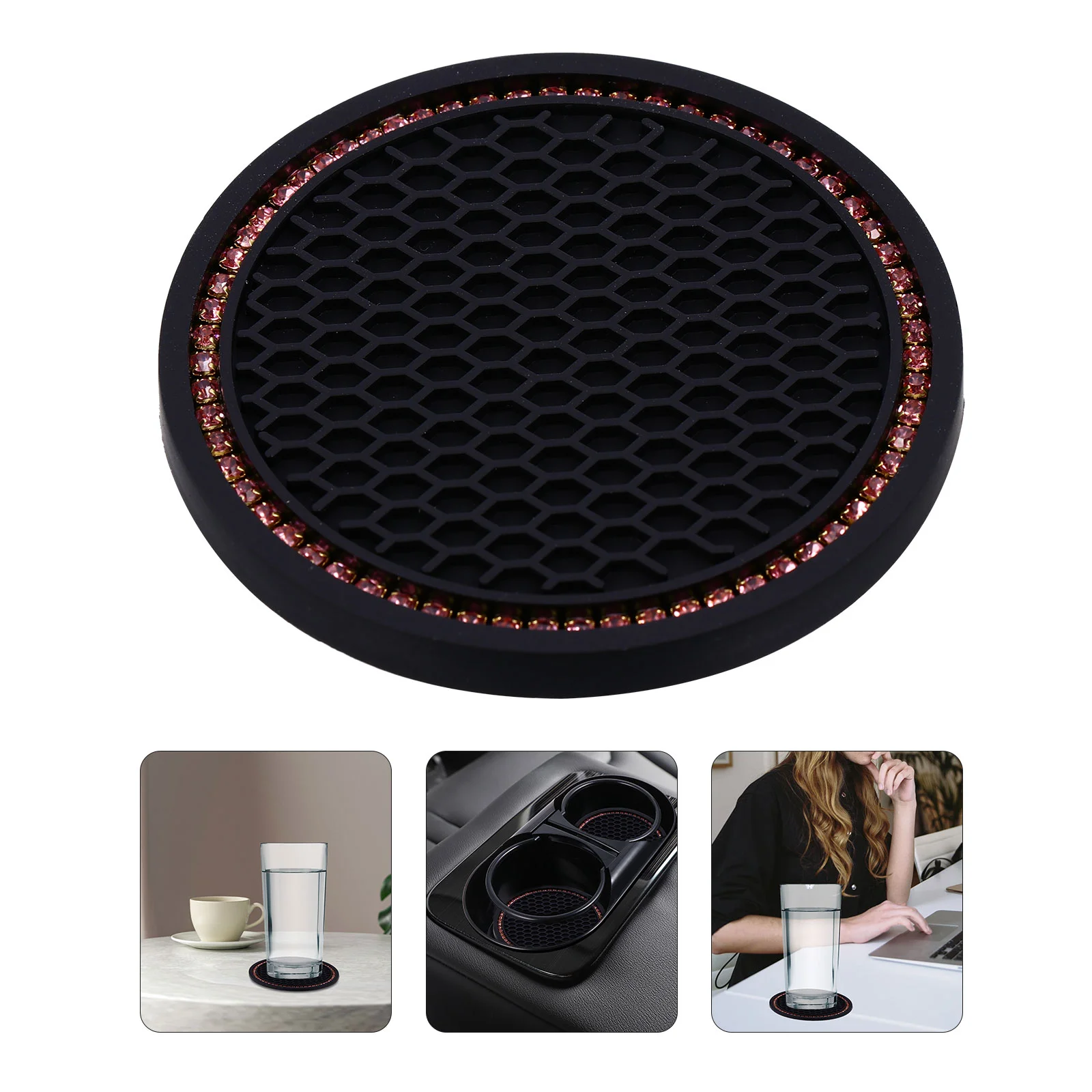 

Rhinestone Cup Coaster Rhinestone Cup Holder Coaster Car Cup Holder Mat Drink Coaster Silicone Coaster Mat