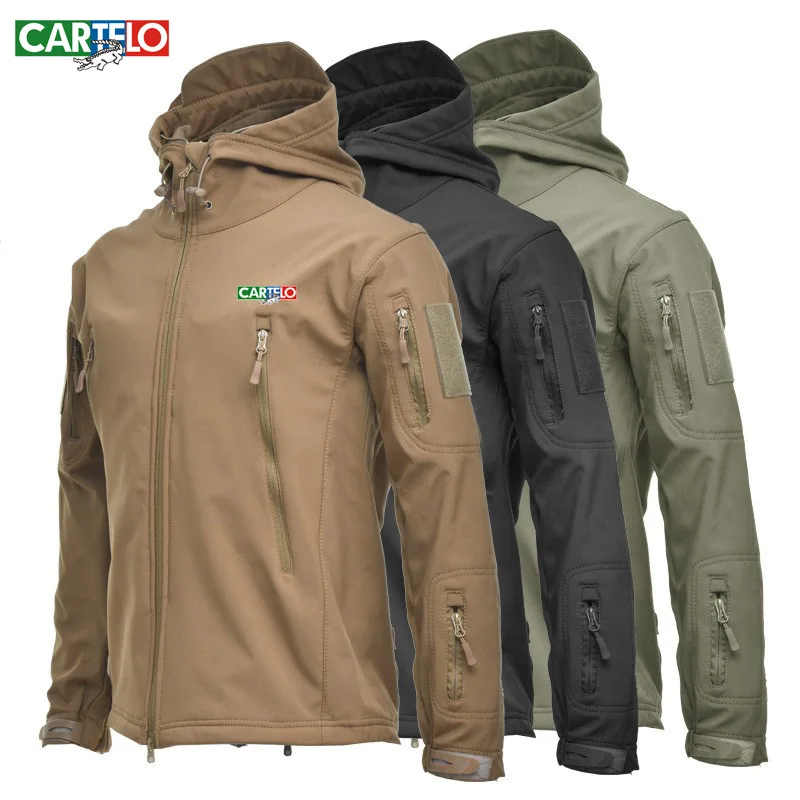

2023 Cartelo Trench Coat Men's Jacket Waterproof Military Hooded Jacket Casual Men's Outerwear Clothes 2022 Autumn Men's Jacket