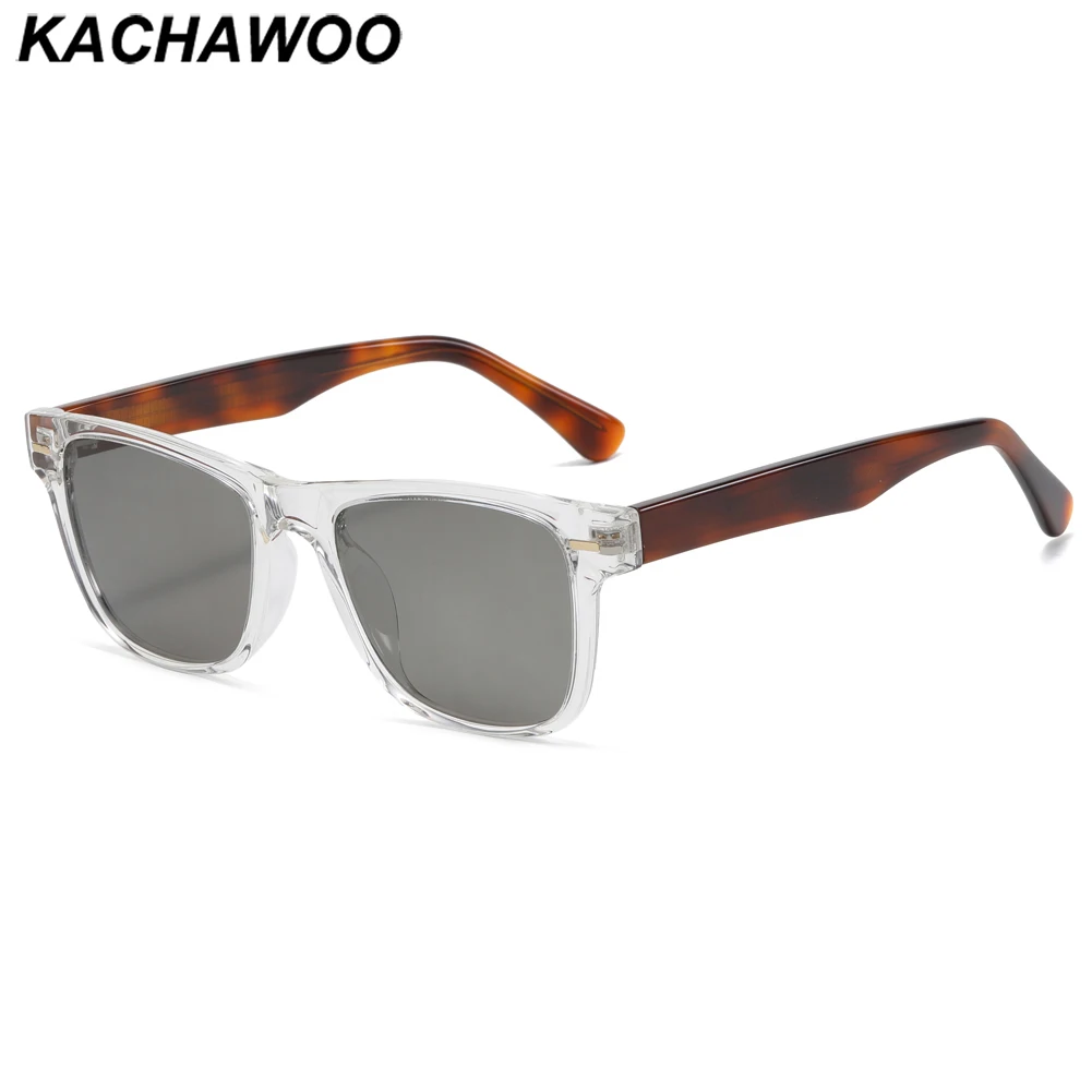 

Kachawoo polarized sunglasses square women tr90 acetate fashion sun glasses men driving uv400 Summer shades clear leopard green