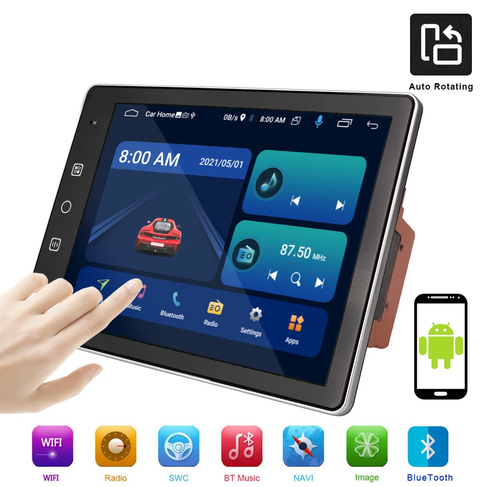

Car MP5 Player Automatic Rotating Auto Accessories IPS Touch Screen 9.5" HD 1080P 2 Din Auto Radio 1+16G Built-in GPS Navigation