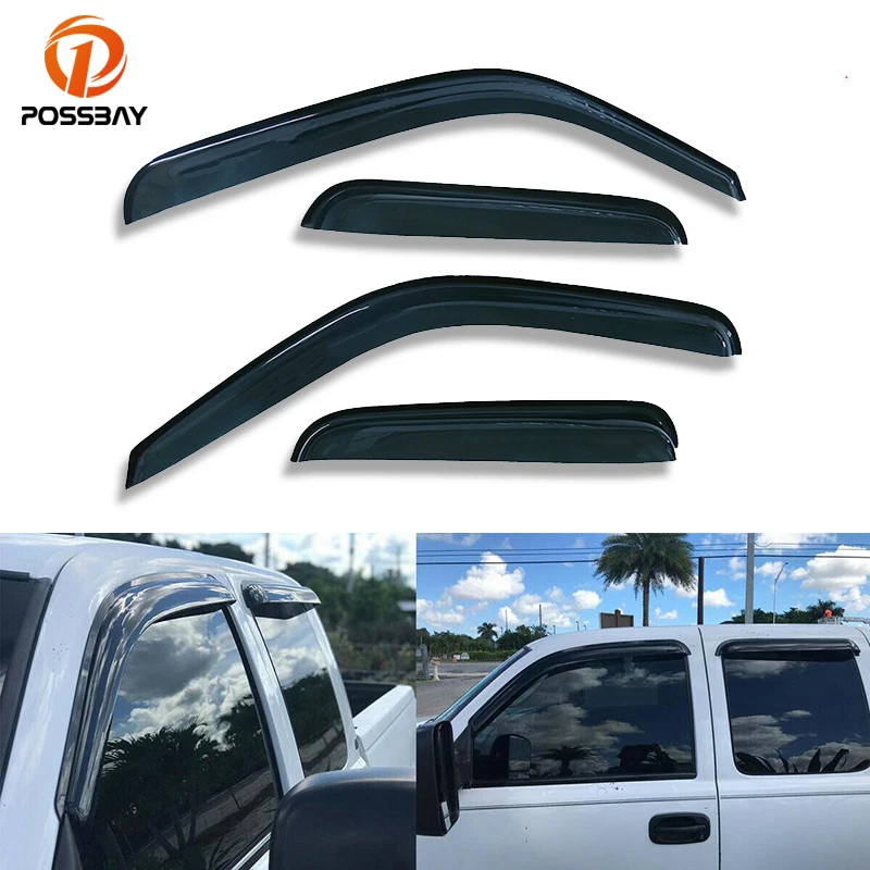 

4Pcs Smoke Window Visor for GMC Sierra 1500 Extended Cab Pickup 1999-2006 Sun Rain Guard Vent Deflectors Weathershields ABS