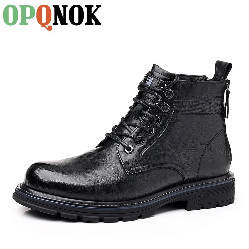 

Мужские Винтажные кожаные ботинки, коричневые ботинки из натуральной воловьей кожи, на шнуровке, мотоциклетная обувь для улицы, для снега, 2019