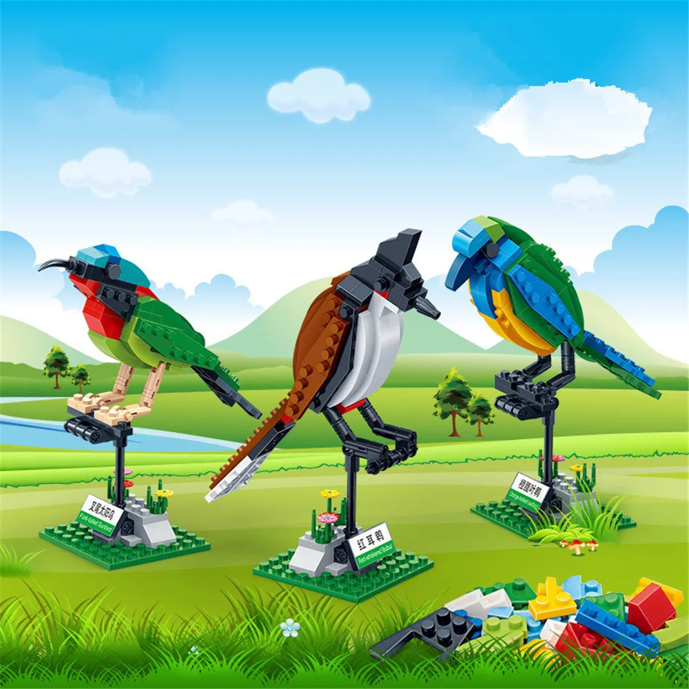 

2022 City Creativity Wild Animal Bird Woodpecker Eagle Owl Magpie Model Building Blocks Bricks Kids Toys