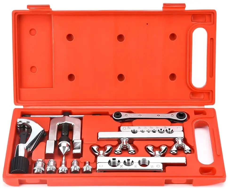 Flaring Swage Tool Kit for Copper Plastic Aluminum Pipe With Tubing Cutter & Ratchet Wrench Bicycle Car Repair Tools