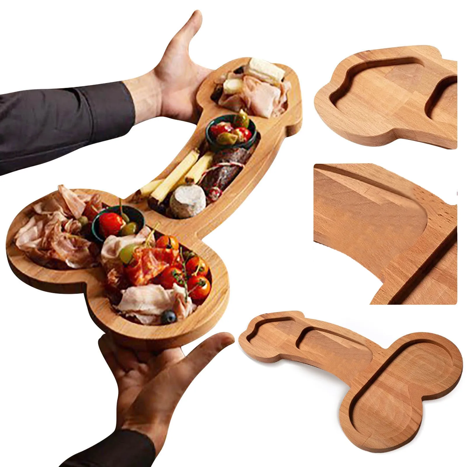 New Funny Penis Shape Aperitif Board 24/ 40cm Novelty Cheese Board Set Unique Wooden Cheese Servers Cheese Tray Charcuterie Tray