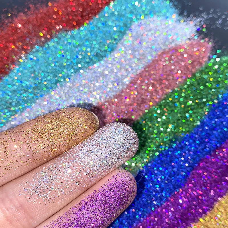 

50g 0.2mm Holographic Nail Glitter Laser Superfine Cosmetic Festival Powder Nail Pigment Nail Art Powder Multi-Colors 3D Craft