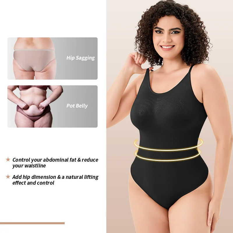 Thong Bodysuit Shaperwear for Women Tummy Control Seamless Body Shapers Belly Trimmer Sculpting Waist Trainer Backless Tank Tops