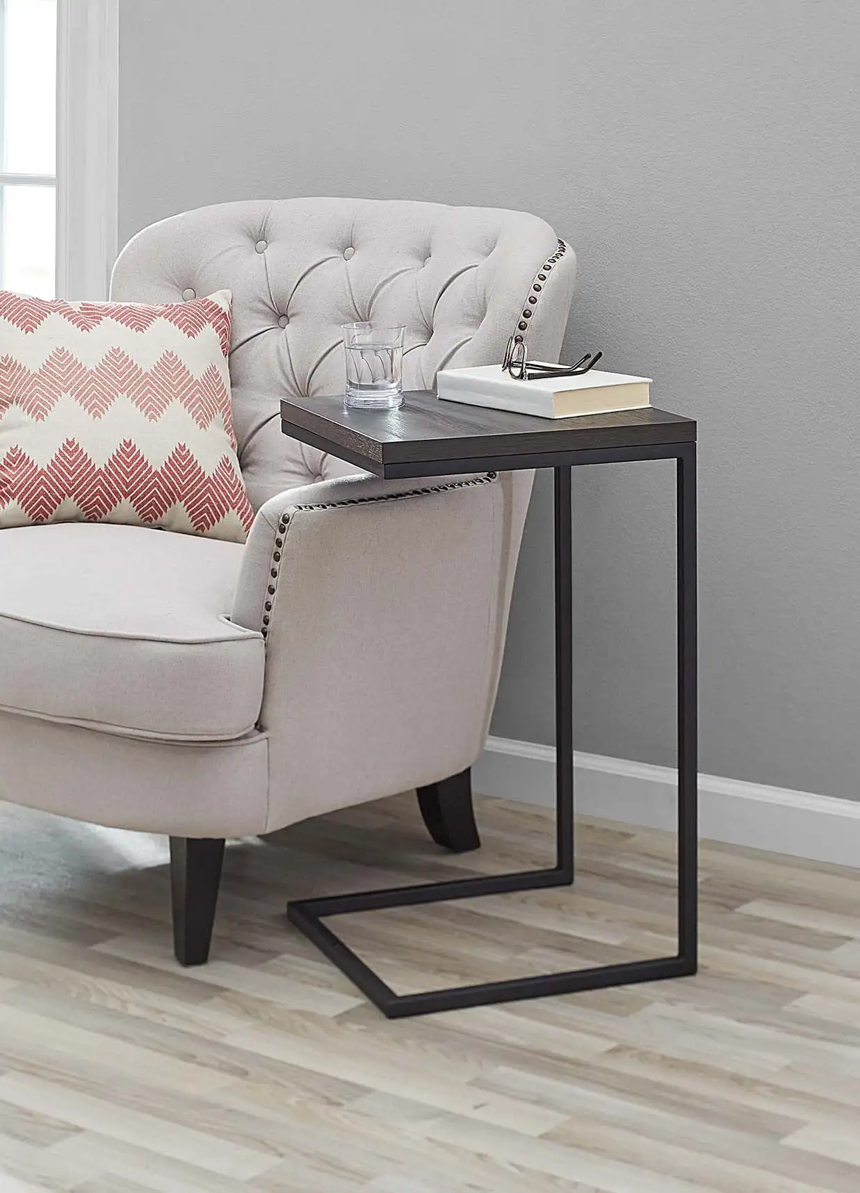

Mainstays C-Shape Metal End Table, Espresso/Black