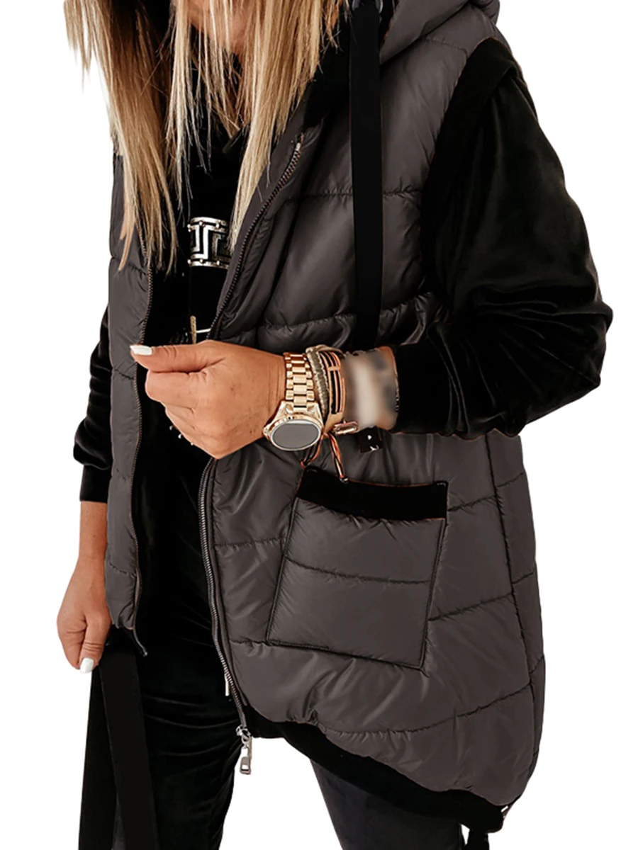 

Txlixc Fall Winter Vests Coats Clothes for Women Sleeveless Jackets Luxury Puffer Padded Long Down Coat Streetwear