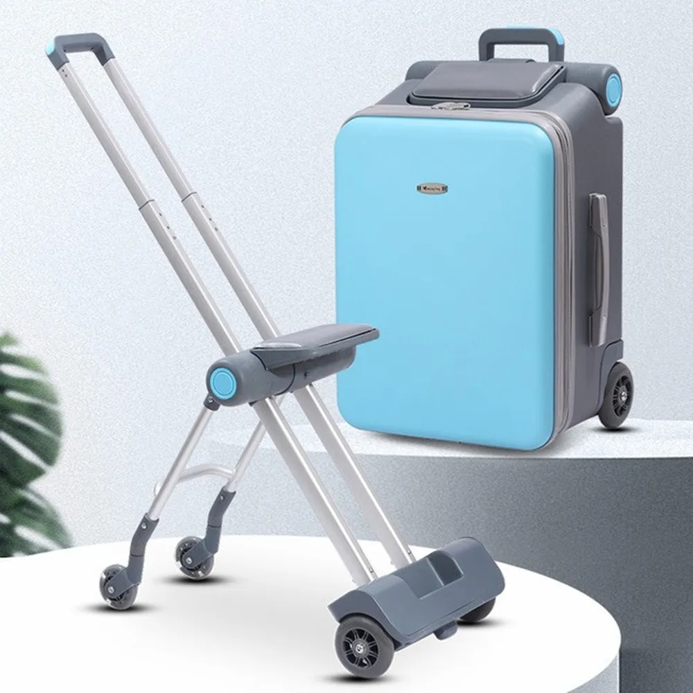

Portable folding trolley suitcase travel suitcase bag child can ride on detachable folded luggage 4 wheel baggage pull cart 20
