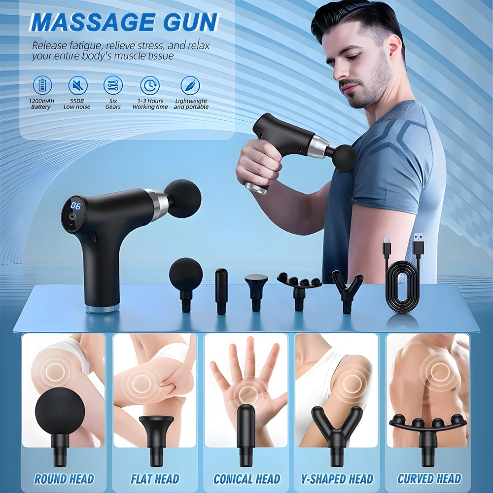 Массажный пистолет для фасции сенсорный с электрическим током массажер тела шеи