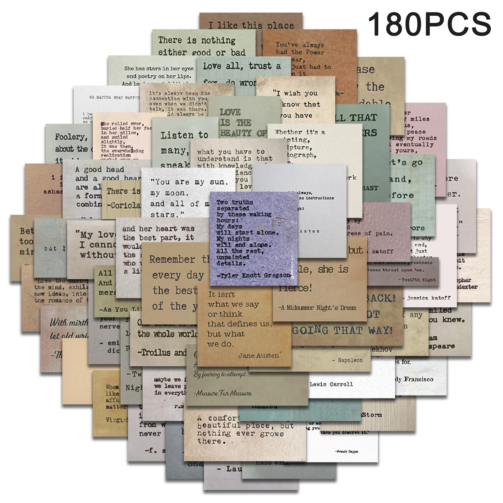 

180 шт. планировщик пишущая машинка нежелательные известные слова бутылка для воды цитаты наклейки винтажные вдохновляющие ноутбуки многоразовый журнал