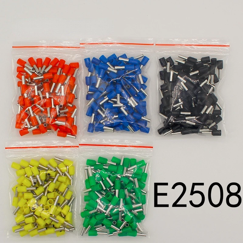 

E2508 Tube insulating terminals 2.5MM2 100PCS/Pack Insulated Cable Wire Connector Insulating Crimp Terminal Connector E-