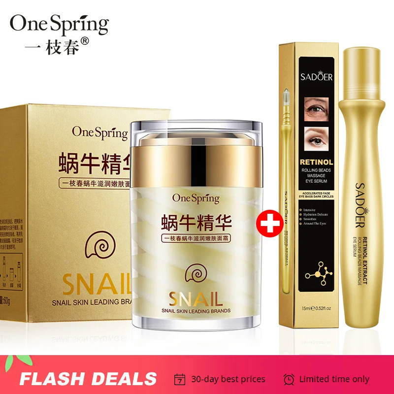 

Snail Face Cream + Eye massage Roller Serum Whitening Cream Aloe Vera Gel eye bags Anti Wrinkle Rorec Korean Face Care Cosmetics