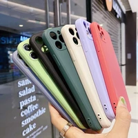 phone case for iphone 13 12 11 pro max x xr xs 7 8 plus se 2020 shockproof cover soft liquid straight edge silicone cases funda