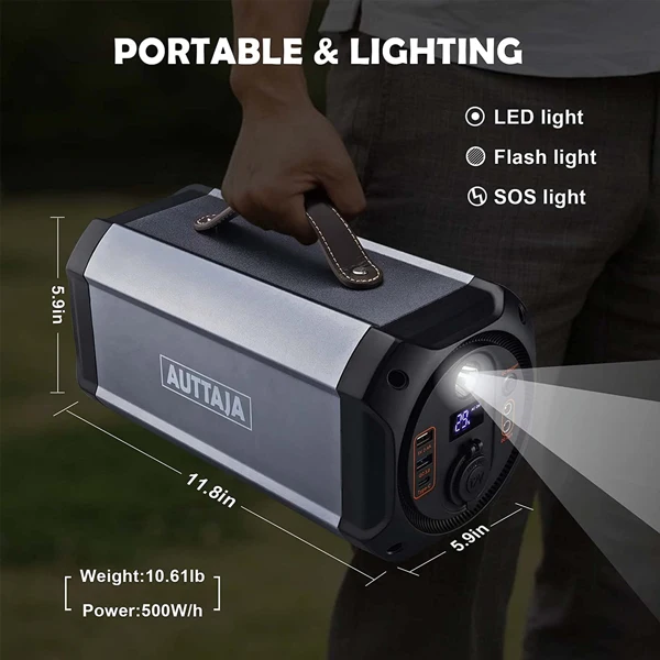 

135000mAPower Station 500Wh Solar Generator Lithium Battery Backup 110V/200W Sine Wave AC Outlet PD Outdoor Energy Power