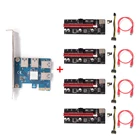 PCI-E X4 1 к 4 USB 3,0 множитель карты + 4xPCI-E 16X Райзер + 4xPCI-E 1X адаптер + комплект удлинительного кабеля VER009S компьютер для майнинга BTC