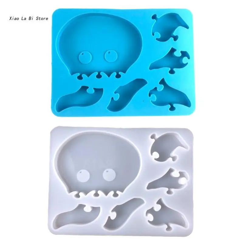 

XXFD Crystal Dropping Mold Children's Early Education Toy Octopus Puzzle Silicone Mold Animal Building Block Mold