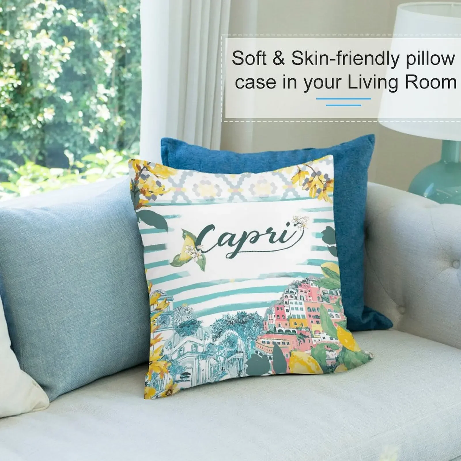 Capri Sprrento Positano - Италия художественный постер Декоративная подушка Роскошная