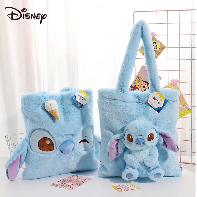

Disney Genuine Lilo and Stitch Stitch Plush Backpack Cute Plush Doll Portable Messenger Bag Student Large Capacity Handbag
