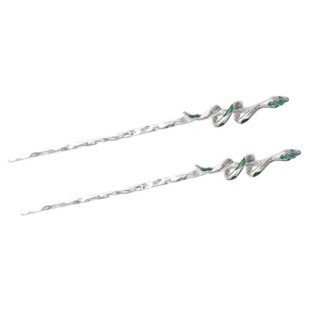 

2 Pcs Accessories Vintage Hairpin Bride Decorations Snake Sticks Rhinestone Women