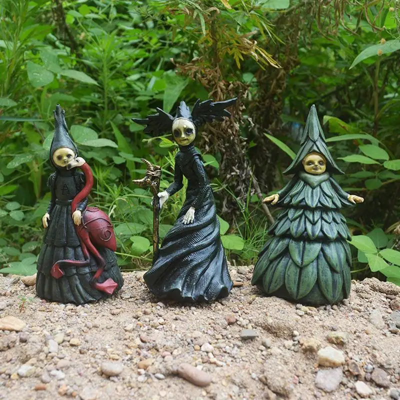 

[Funny] Halloween Nightmare witch Garden decoration Resin Statue model Action Figure toys Home Ornaments kids birthday gift