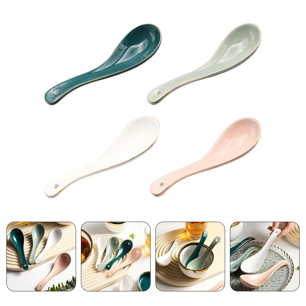 

4Pcs Colorful Durable Multipurpose Exquisite Rice Scoops Porridge Spoons