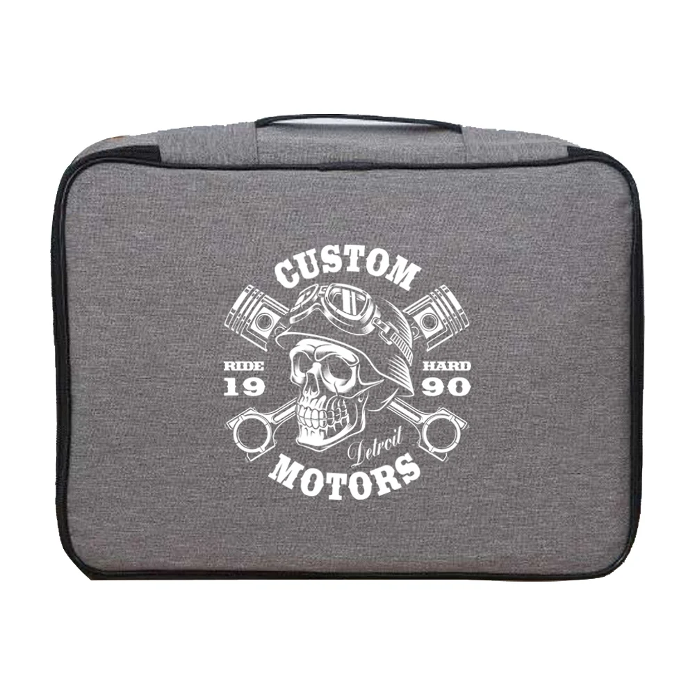 Handbag for Men Women's Outdoor Travel Credentials Luggage Passport Storage Bag Waterproof Skull Print Documents Organizer Case