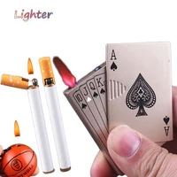 creative cigarette basketball poker shape lighter mini metal unusual refillable butane gas lighter smoking cute and interesting